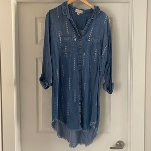 Cloth and Stone Raw Hem Chambray Tunic/Shirt dress- Anthropologie